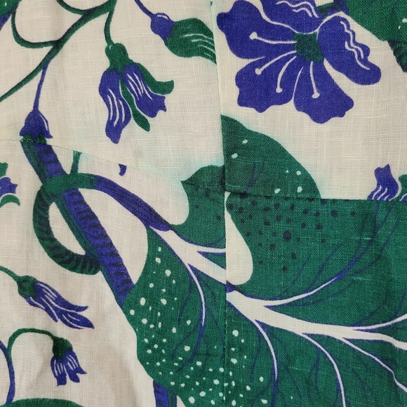 Lands End 100% Linen Green and Blue Tea-Length Dress Women's 2 - Picture 5 of 7